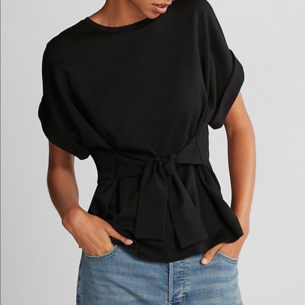 Express Black Top with tie in front